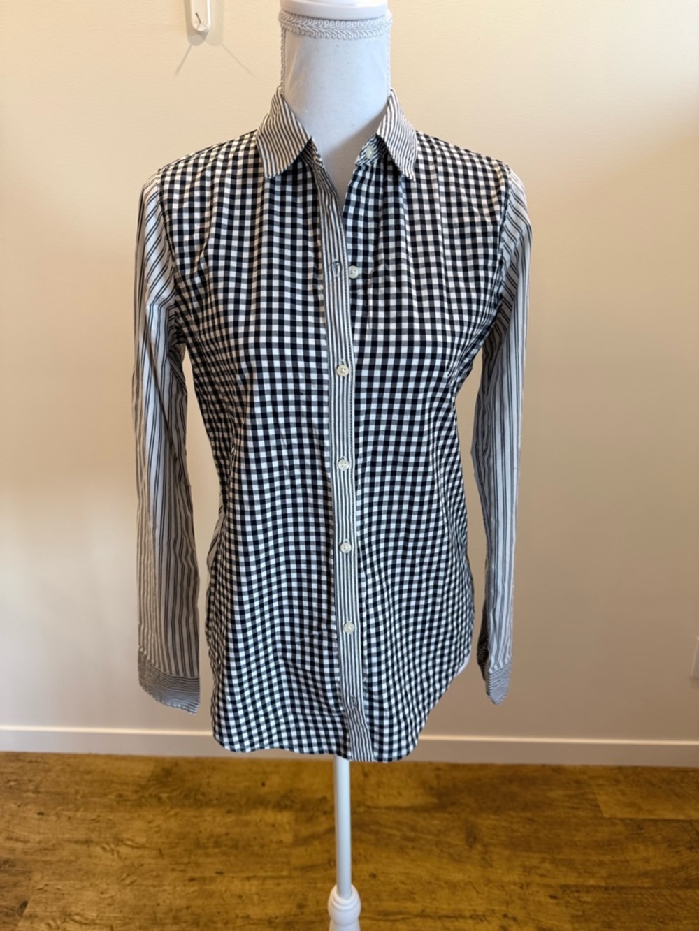 Vtg Abercrombie & Fitch Gingham Patchwork Button Down Size Small Cybergoth Y2K